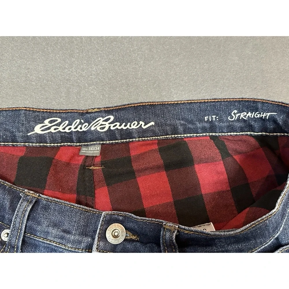 Eddie Bauer Fleece Lined Jeans Mens Thermal Straight Fit Denim Size 34x34